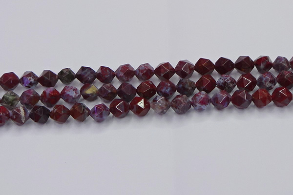 CBD384 15.5 inches 8mm faceted nuggets brecciated jasper beads