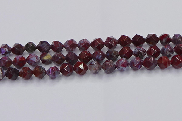 CBD385 15.5 inches 10mm faceted nuggets brecciated jasper beads