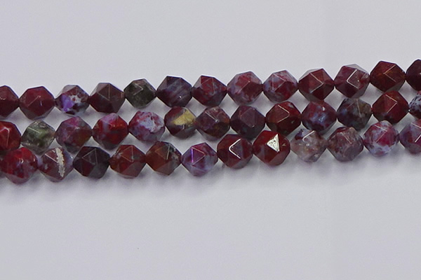 CBD386 15.5 inches 12mm faceted nuggets brecciated jasper beads