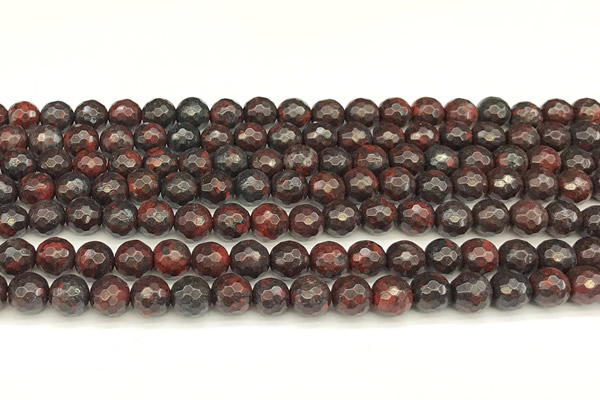 CBD390 15 inches 6mm faceted round brecciated jasper beads