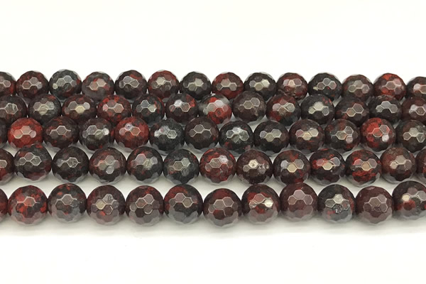 CBD393 15 inches 12mm faceted round brecciated jasper beads