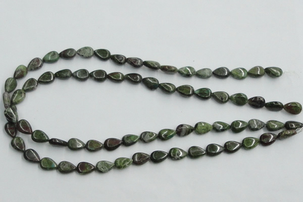 CBG08 15.5 inches 8*12mm flat teardrop bronze green gemstone beads