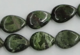 CBG09 15.5 inches 13*18mm flat teardrop bronze green gemstone beads