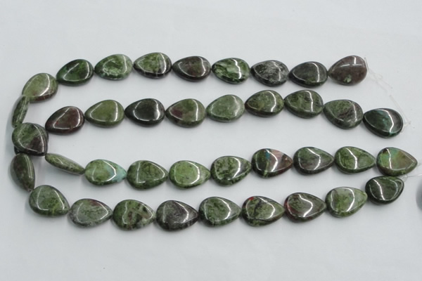 CBG10 15.5 inches 15*20mm flat teardrop bronze green gemstone beads