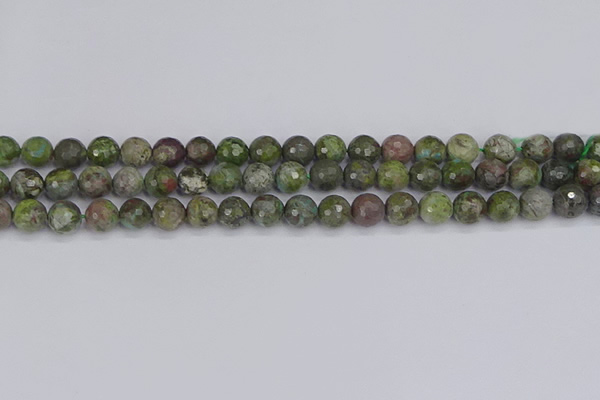 CBG102 15.5 inches 8mm faceted round bronze green gemstone beads