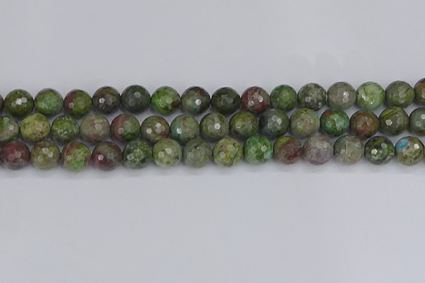 CBG104 15.5 inches 12mm faceted round bronze green gemstone beads