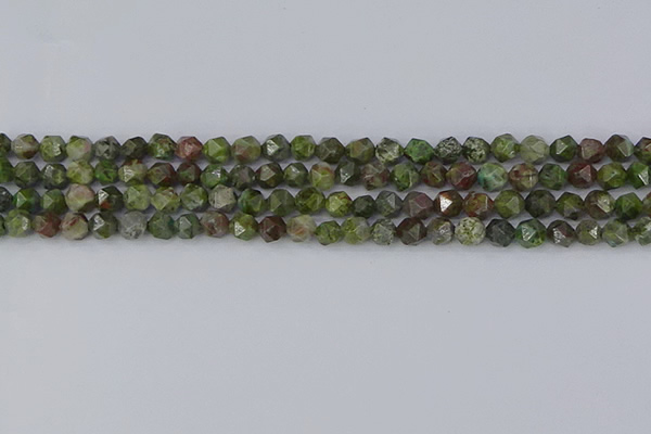 CBG108 15.5 inches 6mm faceted nuggets bronze green gemstone beads