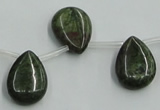 CBG21 13*18mm top-drilled flat teardrop bronze green gemstone beads