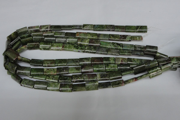 CBG50 15.5 inches 10*14mm flat tube bronze green gemstone beads