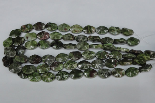 CBG65 15.5 inches 13*18mm wavy oval bronze green gemstone beads