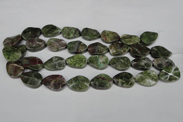 CBG67 15.5 inches 18*25mm wavy teardrop bronze green gemstone beads