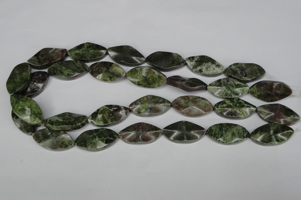 CBG71 15.5 inches 15*30mm wavy marquise bronze green gemstone beads