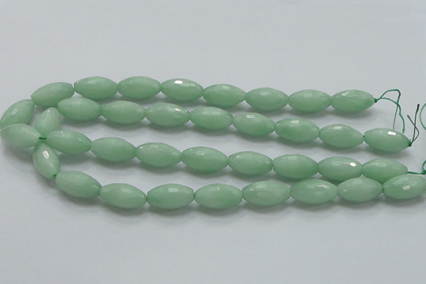 CBJ16 15.5 inches 12*22mm faceted rice jade beads wholesale