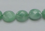 CBJ37 15.5 inches 15mm faceted flat round jade beads wholesale