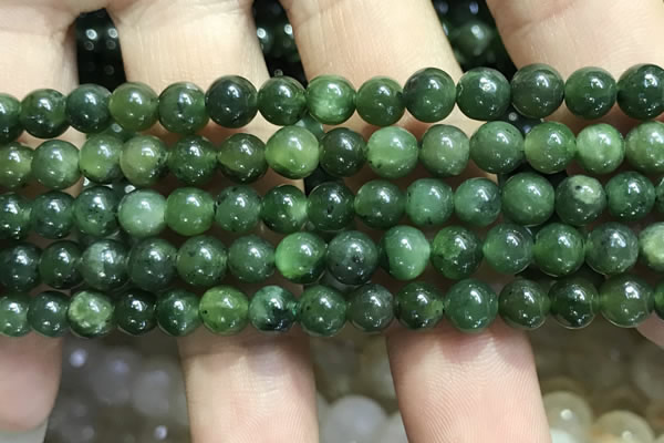 CBJ631 15.5 inches 6mm round Russian green jade beads wholesale