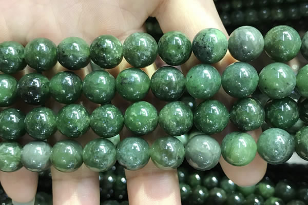 CBJ633 15.5 inches 10mm round Russian green jade beads wholesale