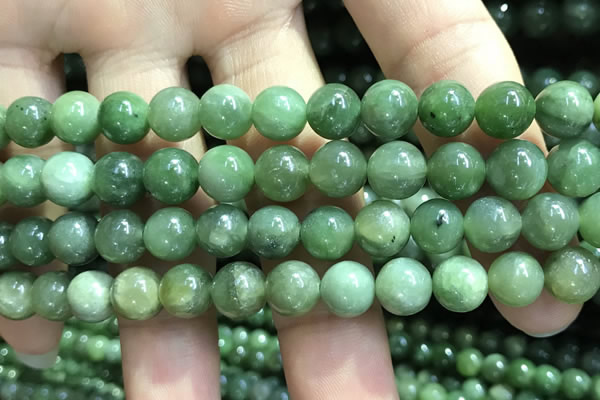 CBJ637 15.5 inches 8mm round Russian green jade beads wholesale