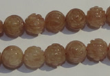 CBQ14 15.5 inches 10mm carved round strawberry quartz beads