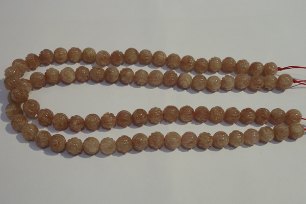 CBQ14 15.5 inches 10mm carved round strawberry quartz beads