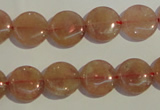 CBQ16 15.5 inches 12mm flat round strawberry quartz beads wholesale