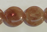 CBQ19 15.5 inches 25mm flat round strawberry quartz beads wholesale