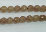 CBQ212 15.5 inches 8mm faceted round strawberry quartz beads