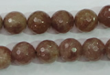 CBQ214 15.5 inches 12mm faceted round strawberry quartz beads