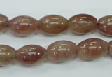 CBQ226 15.5 inches 10*14mm rice strawberry quartz beads