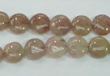 CBQ235 15.5 inches 10mm flat round strawberry quartz beads