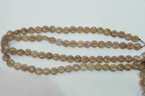 CBQ235 15.5 inches 10mm flat round strawberry quartz beads