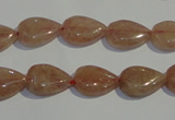 CBQ25 15.5 inches 10*14mm flat teardrop strawberry quartz beads