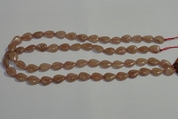 CBQ25 15.5 inches 10*14mm flat teardrop strawberry quartz beads