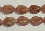 CBQ26 15.5 inches 12*16mm flat teardrop strawberry quartz beads