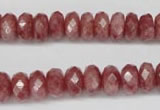 CBQ265 15.5 inches 5*10mm faceted rondelle strawberry quartz beads