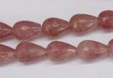 CBQ269 15.5 inches 10*15mm faceted teardrop strawberry quartz beads