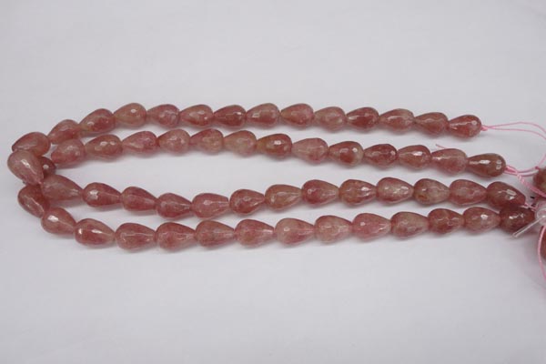 CBQ269 15.5 inches 10*15mm faceted teardrop strawberry quartz beads