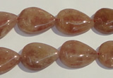 CBQ27 15.5 inches 13*18mm flat teardrop strawberry quartz beads