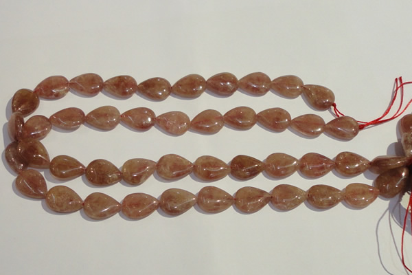 CBQ27 15.5 inches 13*18mm flat teardrop strawberry quartz beads