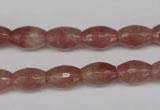 CBQ270 15.5 inches 8*12mm faceted rice strawberry quartz beads