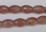 CBQ271 15.5 inches 10*14mm faceted rice strawberry quartz beads