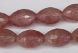 CBQ272 15.5 inches 12*18mm faceted rice strawberry quartz beads