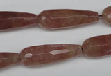 CBQ275 15.5 inches 10*30mm faceted teardrop strawberry quartz beads