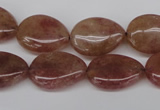 CBQ283 15.5 inches 13*18mm flat teardrop strawberry quartz beads