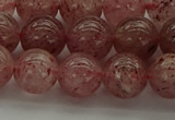 CBQ303 15.5 inches 10mm round natural strawberry quartz beads