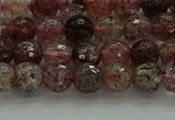 CBQ321 15.5 inches 6mm faceted round strawberry quartz beads