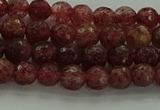 CBQ330 15.5 inches 4mm faceted round strawberry quartz beads