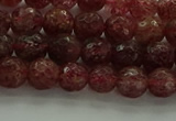 CBQ331 15.5 inches 6mm faceted round strawberry quartz beads