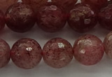 CBQ333 15.5 inches 10mm faceted round strawberry quartz beads