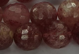 CBQ335 15.5 inches 14mm faceted round strawberry quartz beads