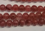 CBQ352 15.5 inches 8mm round natural strawberry quartz beads